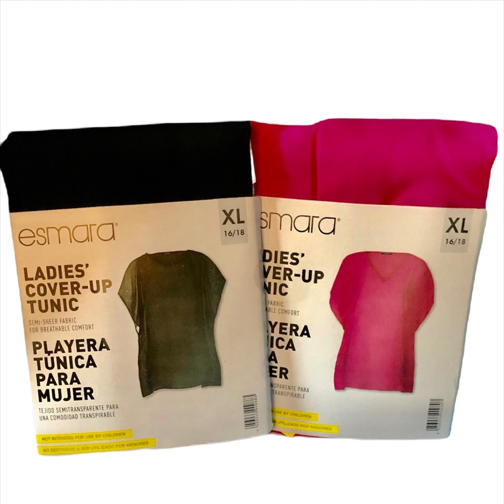 Esmara Ladies Cover Up Tunic, (1) Black Size & (1) Fusha @ Size XL/16-18